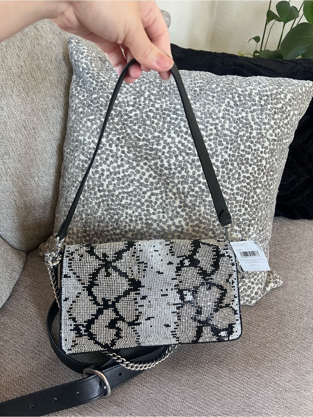 Coach Beaded Crystal Snakeskin-Print Soft Tabby Shoulder Bag 26 - Picture 2 of 9